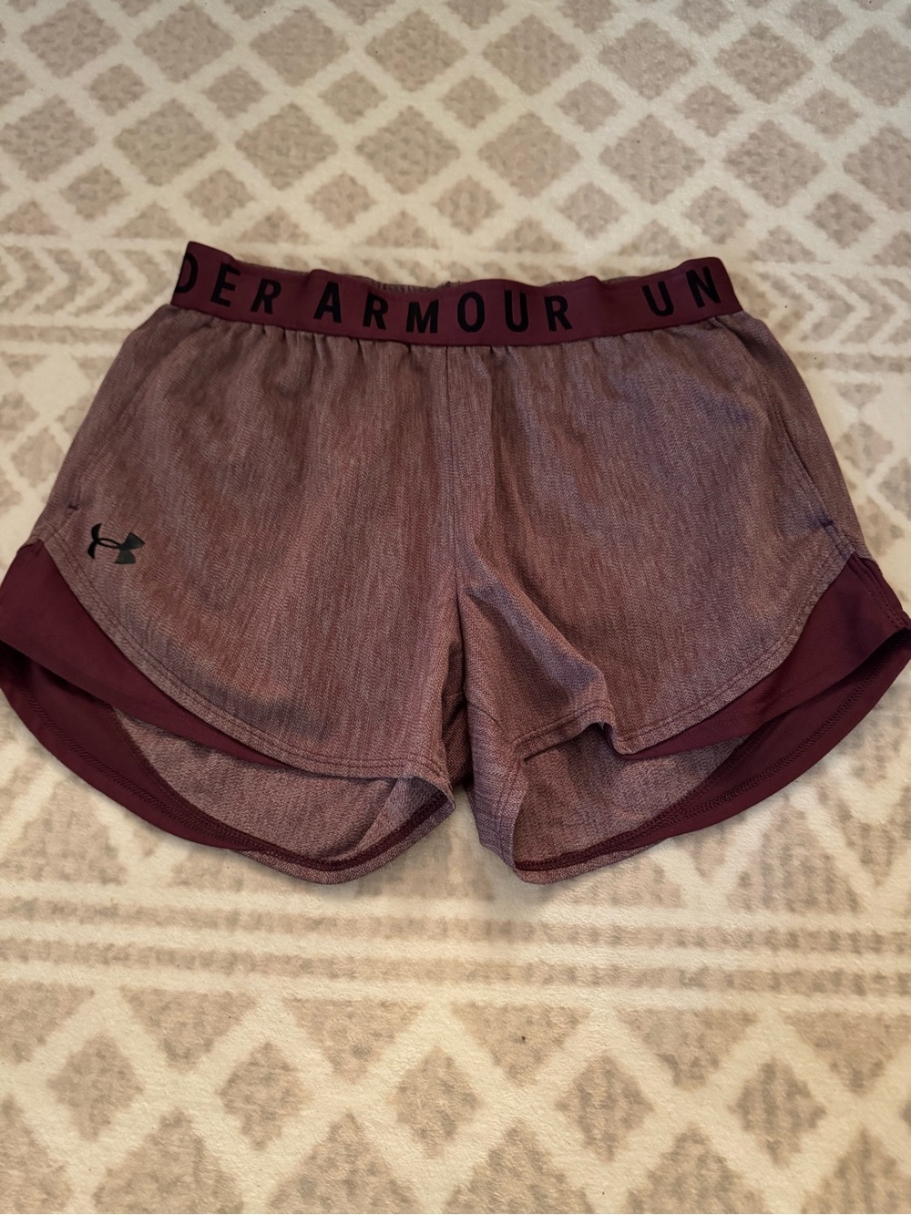 Under Armour Women's Maroon Layered Athletic Shorts